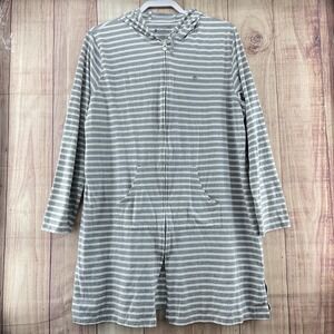 Coolibar Cabana Hoodie Sz XL‎ Grey/White Stripe Zip UPF 50+ Beach Cover-Up 01307